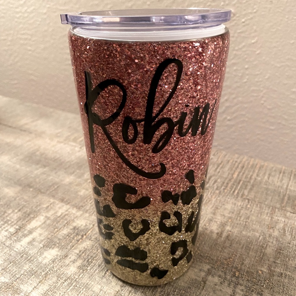Leopard Glitter Tumbler, 22 oz
